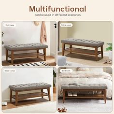 the instructions for how to make a bench from an old bed and footstool