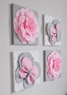 Roze en grijs Butterfly Decor kwekerij muur dekking kwekerij | Etsy فن النسيج, Rose Nursery, Nursery Wall Murals, Nursery Mural, Baby Rosa, Light Pink Rose, Diy Buttons, Butterfly Decorations, Pink And Gray