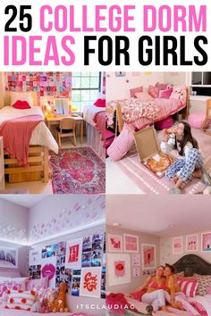 collage of college dorm room ideas for girls