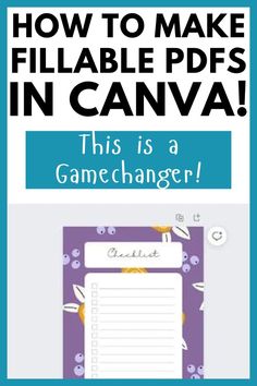 a game changer with the text how to make fillable pages in canva