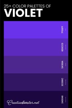 the color scheme for violet is shown in purple and black, with white lettering on it