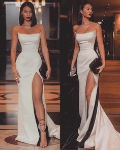 SP1291,White Strapless Mermaid Prom Dresses,Long Prom Dresses With Side Slit · SofieProm · Online Store Powered by Storenvy Beautiful Black Dresses, White Prom Dress, Blazer Outfit, Dress Classy, Long White Dress, Dress Aesthetic, Prom Dresses Ball Gown, White Dresses, Wedding Dresses Simple