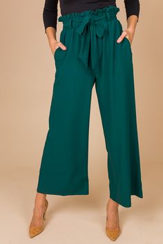 Patti Pants, Hunter Green :: NEW ARRIVALS :: The Blue Door Boutique Green Ankle-length Wide Leg Pants With Elastic Waistband, Green High-waisted Wide Leg Pants With Elastic Waistband, Elegant Green Wide Leg Pants With Elastic Waistband, Hunter Green Pants, Blue Door, Green Pants, Hunter Green, Boutique Clothing, Cute Dresses