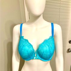 New Victoria's Secret Bra For A Luxurious Woman In Blue Color Size 38 D Elegant Blue Bra For Spring, Elegant Blue Spring Bra, Fitted Blue Bra With Padded Cups, Elegant Light Blue Victoria's Secret Bra, Fitted Blue Push-up Bra, Blue Fitted Push-up Bra, Victoria's Secret Blue Bra With Padded Cups, Blue Padded Cup Bra By Victoria's Secret, Spring Blue Push-up Bra