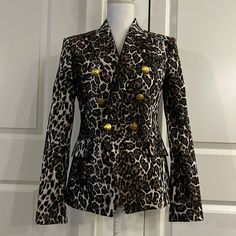 Alc Animal Print Double-Breasted Blazer With Gold-Tone Buttons About This Closet: Each Item For Sale Is From My Personal Wardrobe And Is Well Cared For And Gently Pre-Loved! The Price Listed Is The Lowest Price I Am Willing To Give It Up For. For This Reason, I Do Not Consider Offers. If You Love It, Click Buy Now To Make It Yours! Elegant Winter Leopard Print Outerwear, Luxury Chic Leopard Print Outerwear, Gold Double-breasted Outerwear With Button Closure, Luxury Fitted Leopard Print Outerwear, Vintage Long Sleeve Leopard Print Outerwear, Breasted Blazer, Double Breasted Blazer, Colored Blazer, If You Love