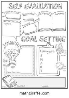 the worksheet for self - awareness and goal setting is shown in black and white