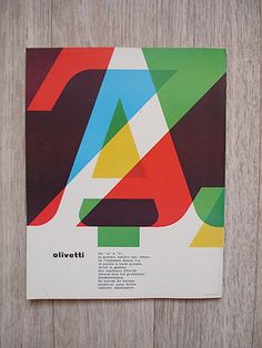 a poster with the letter a in multicolored letters on it's side