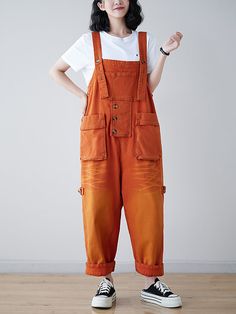 Features Material: 100%Cotton Pattern:Solid Highlight: Pockets, Button Thickness:Standard Waist Line:High Pants Length: Ankle-Length Season: Spring,Autumn,Summer Washing Introduction: At 40 or 60 degrees . Wash it with the colored laundry, add a colored detergent. Hand wash or machine wash. Fall Overalls With Buttons, Fall Season Buttoned Overalls, Fall Cotton Denim Jumpsuit, Brown Overalls With Pockets For Spring, Workwear Overalls With Bib Front And Buttons, Utility Cotton Overalls With Buttons, Fall Utility Overalls With Buttons, Casual Workwear Overalls With Buttoned Pockets, Trendy Cotton Overalls With Buttons