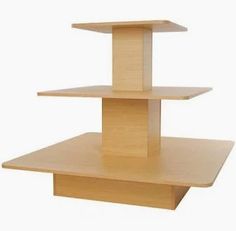 a three tiered wooden shelf with no one on it's top or bottom