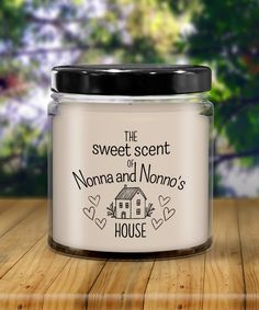 the sweet scent of nonna and normo's house is in a glass jar