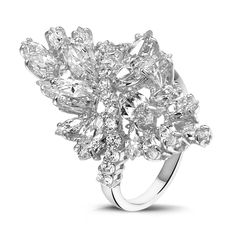 5.80 carat ring in white gold with marquise and round diamonds | HJ-GW-R3-0580M | 18 Kt white gold | Certified marquise diamonds, 6 x 0.50 Ct, of high quality Marquise diamonds, with a total of 2.50 Ct, of high quality Round diamonds, with a total of 0.50 Ct, of high quality G colour, VS2 clarity, VG cut Platinum Cluster Ring In White Gold, Platinum White Gold Cluster Ring, Dazzling White Rings For Evening, Evening Brilliant Cut Diamond Ring, Platinum Diamond White Ring For Evening, Dazzling Brilliant Cut Diamond Ring For Evening, Silver Diamond Ring With Brilliant Cut For Evening, White Diamond Rings For Evening, Glamorous White Gold Diamond Ring With Brilliant Cut