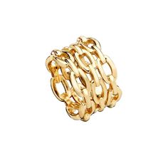 Triple chain link ring. Available in gold vermeil, rose vermeil and sterling silver. Sizes 4-8. Ring is custom and can take up to 4 weeks to ship. #jenniferzeuner #sterlingsilver #goldvermeil #rosevermeil #jewelry #finejewelry #14kgold #gold #sterlingsilver #necklaces #bracelets #earrings #exclusive #rosegold #yellowgold #anklets #personalizedjewelry #rings #monogram #monogrammed #engraved #engravedjewelry #engravedring Chain Ring Gold, Gold Statement Ring, Gold Rings Jewelry, Jewelry Accessories Ideas, Linking Rings, Gold Ring Stack, Chain Links, Jewelry Lookbook, Engraved Jewelry