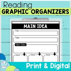 a clipboard with the words reading graphic organizers on it and an image of a clipboard