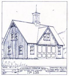 a drawing of a church with a steeple on the top and two stories above it