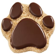 a dog paw cookie with chocolate frosting on it