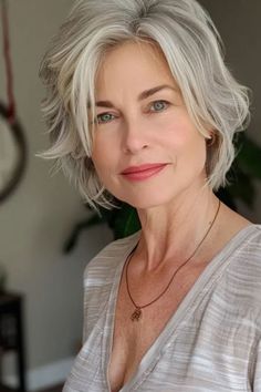 Soft Silver Layered Bob, thin hair older short hairstyles for fine hair over 60, low-maintenance hairstyles for seniors with thin hair, Thin hair older short hairstyles for fine hair over 60 straight, Wash and wear haircuts for over 60 with thin hair, fine haircut for women over 60