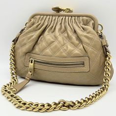 #ad Great Shopping Marc Jacobs 2WAY Stam Shoulder Bag Cowhide Quilted Beige Chain Very Good Cond, Fashion Women's Bags Michele Corse Bag, Quilted Leather, Brown Beige, Leather Chain, Natural Leather, Rebecca Minkoff Hobo, Gold Chain, Inside Pocket, Leather Shoulder Bag