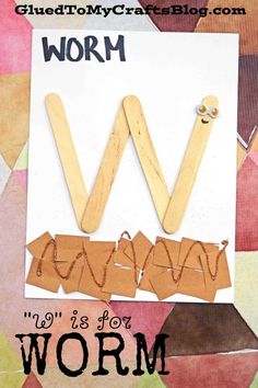 the word worm is made out of popsicle sticks