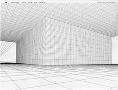 an architectural drawing of a room with grids on the walls and floor, in perspective