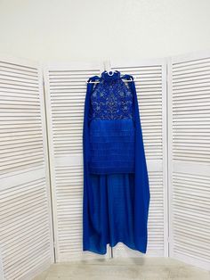 Royal blue fringes pageant fun fashion outfit with chiffon cape and lace dress/ Girls teens custom pageant rhinestones runway outfit This beautiful dress is made out of high quality satin, lace, chiffon and fringes. The outfit has viscose lining and zipper back. It comes in cocktail lenght. It is easy to care and comfortable to wear. The lace is decorated with rhinestones. They shine very bright on stage. The dress is perfect for fun fashion competition and other pageant events. It is absolutely Blue Embellished Dress With Cape Sleeves, Blue Sequin Dress With Cape Sleeves, Blue Evening Dress With Traditional Drape, Blue Party Sets With Cape Sleeves, Party Gown With Ruffles And Cape Sleeves, Party Dress With Tassels And Traditional Drape, Blue Gown With Cape Sleeves For Party, Party Dress With Tassels In Traditional Drape, Festive Blue Dress With Tassels