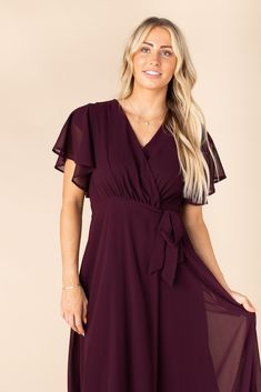 Timelessly elegant, this chiffon maxi dress pairs a wrapped bodice with soft flutter sleeves and a flowy skirt that make a perfect combination for this flattering dress. Short flutter sleeves - lined to the cap sleeve length Self fabric tie belt Fully lined Maternity and nursing friendly Fabric content - Polyester - Dry clean recommended To order this dress, please go to https://arborandco.com/ Elegant Chiffon Short Sleeve Wrap Dress, Elegant Chiffon Wrap Dress With Short Sleeves, Chic Chiffon Flowy Wrap Dress, Chic Flowy Chiffon Wrap Dress, Flowy Flutter Sleeve Dress With Tie Waist, Flowy Wrap Dress With Ruffles And Flutter Sleeves, Flowy Wrap Dress With Flutter Sleeves And Ruffles, Flowy Chiffon Dress With Tie Waist, Elegant Flowy Chiffon Wrap Dress