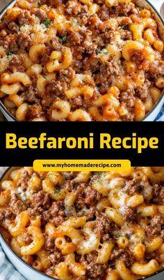 This classic Beefaroni Recipe is a family favorite! Made with tender pasta, seasoned ground beef, and a rich tomato sauce, it’s an easy, hearty, and satisfying meal that’s perfect for busy weeknights. Pasta Sauce Ground Beef, Easy Beefaroni Recipe, Ground Beef And Pasta, Tasty Noodles Recipe, Beef And Pasta, Noodle Casserole Recipes