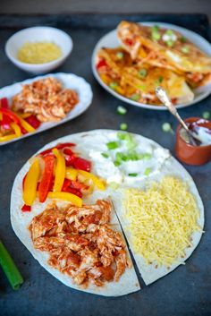 the meal is prepared and ready to be eaten on the table with other food items