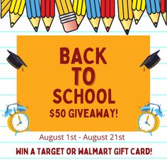 back to school giveaway with pencils and an alarm clock