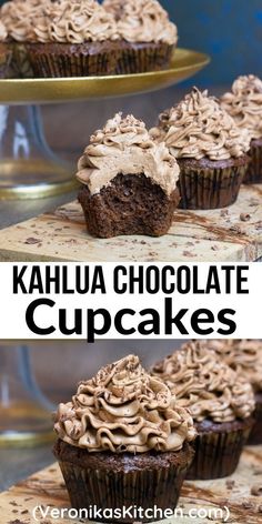 Chocolate cupcakes, topped with chocolate Kalhua buttercream frosting. Kahlua Cupcakes, Boozy Baking, Kahlua Recipes, Boozy Cupcakes, Alcoholic Desserts, Chocolate And Coffee, Boozy Desserts