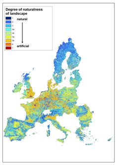 the map shows that there are many different types of land use in europe and asia