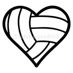 a black and white heart shaped object with stripes on the side, in an outline style