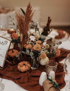 Shotton Grange Wedding, Burnt Orange Table Decor, Burnt Orange Wedding Table, Autumnal Tablescape, Orange Table Decor, Larry Wedding, Thanksgiving Banquet, Hosting Decor, Pumpkin Tablescape