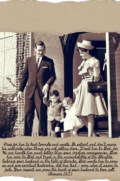 an old photo of a man and woman with two children