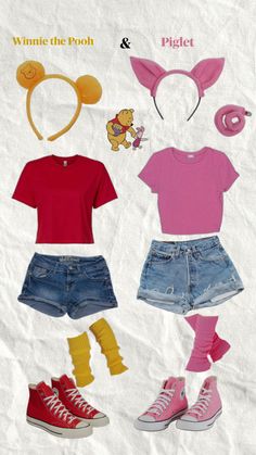 the paper doll is dressed up as winnie the pooh and other disney character outfits