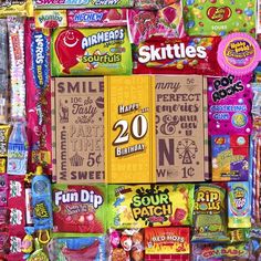 an assortment of candy and candies on display