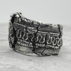 Project50g | Old Istanbul ring - wide brutal ring with an oriental pattern and cracks – project50g Rings For Men Silver, Old Istanbul, Silver Mens Ring, Font Examples, Mens Rings, Unusual Rings, Unusual Gift, Chunky Rings, Mens Silver Rings