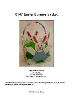 an easter basket with two rabbits in it and the text,'1017 easter bunnies