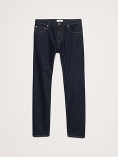 These vintage-inspired jeans are cut from a 13. 25oz-denim we love for its all-season weight and its ability to achieve rich, dimensional washes.  Plus, we love that they have just a touch of stretch to keep you comfortable all day.  Authentic Slim Fit: Mid-rise.  Slim leg.  14. 5" leg opening.  Organic: Made with 94% certified, organically grown cotton that's easier on the earth.  Zip fly with button closure.  Belt loops.  Five-pocket styling.  *This style runs large.  Consider sizing down.  Au Classic Selvedge Bottoms In Recycled Denim, Straight Fit Rigid Denim Jeans In Blue, Dark Wash Mid-rise Selvedge Jeans, Selvedge Recycled Denim Tapered Leg Jeans, Dark Wash Jeans With Five Pockets And Straight Hem, Selvedge Straight Leg Dark Wash Jeans, Selvedge Relaxed Fit Denim Jeans, Dark Wash Recycled Denim Jeans, Relaxed Fit Selvedge Denim Jeans