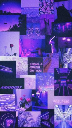 a collage of photos with the words i have a crush on you in purple