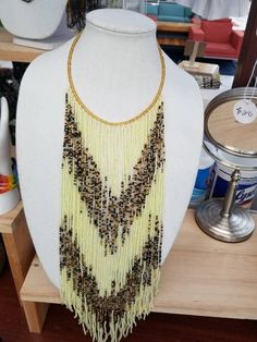 This thick necklace is made of fine multilayer beads wound together. It is very comfortable to wear and stays put around the neck. The beads are very bright and beautiful. Contact owner for any personalization. Thanks for vising my shop and come again. Stay safe https://www.etsy.com/shop/naistumityujewelry Beaded Layered Necklace For Party, Beaded Layered Necklace With Round Beads For Party, Beaded Layered Necklace For Party With Round Beads, Multi-strand Gold Beaded Necklaces For Jewelry Making, Multi-strand Gold Beaded Necklace For Jewelry Making, Gold Beads Double Strand Necklace As Gift, Elegant Yellow Long Beaded Necklaces, Elegant Yellow Long Beaded Necklace, Elegant Long Yellow Beaded Necklace