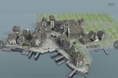 Minecraft Dock, Medieval Port, Village Minecraft, Castle Layout, Medieval Artwork, Town Building, Chateau Medieval