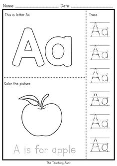 an apple and letter worksheet for preschool