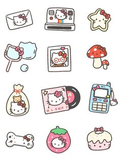 the hello kitty stickers are all different colors