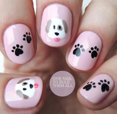 Paw Print Nails, Animal Nail Designs, Girls Nail Designs, Kutek Disney, Animal Nail Art, Cute Nail Art Designs