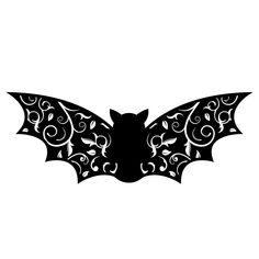 a bat with intricate designs on it's wings