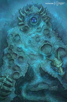 an underwater creature is depicted in this digital art work by patrick stratson, who has