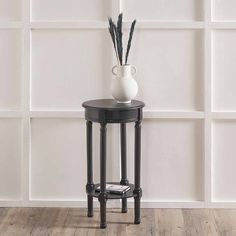 Classic Round Wood Side Table – Black Finish & Timeless Design - Decor interiors Low Bedside Table, Slim Side Table, Round Wood Side Table, Tall Side Table, Side Table Black, Storage Furniture Living Room, Stylish Side Table, Round Accent Table, Wooden Construction