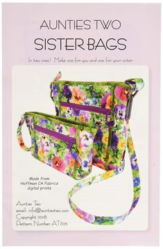 an advertisement for two bags with flowers on them