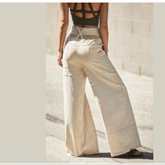 New Without Tag Free People Movement Close Call Wide Leg Trouser Pants In Oatmilk Color. Size S/P Belt Not Included Chic Full-length Summer Cargo Pants, High Rise Beige Wide Leg Pants With Relaxed Fit, Summer Non-stretch Beige Cargo Pants, Beige High Waist Non-stretch Cargo Pants, Beige Non-stretch Cargo Pants For Summer, Beige Linen Cargo Pants For Spring, High Waist Non-stretch Beige Cargo Pants, Spring Beige Linen Cargo Pants, High Rise Beige Cotton Wide Leg Pants