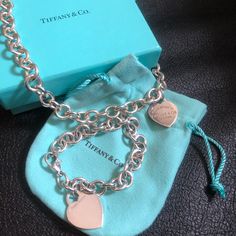 Tiffany Heart Tag Necklace + Bracelet Set 100% Authentic!!! Fully Tiffany 925 Stamped Necklace Chain 16 Inch (I Also Have 18.5 Inches Necklace For The Set With Additional Pricing Inquire If Interested) Bracelet Chain 7.5 Inch Necklace & Bracelet + Dustbag, Box, Shopping Bag Included Free Gift With Purchase Excellent Condition! Sold 2 Set. 1 Set Back In Stock Holidays Coming, Save Big, Get It Before It’s Gone! Tiffany Heart Chain Necklace, Tiffany Heart Tag Necklace, Return To Tiffany, Big Necklace, Heart Tag, Heart Chain, Bracelet Chain, Gift With Purchase, Tiffany And Co